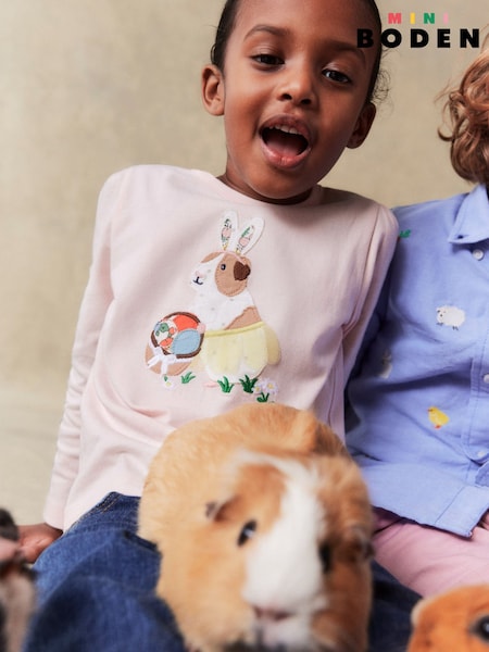 Boden 100% Cotton Puff Sleeve Applique T-Shirt (F52859) | ‏111 د.إ.‏ - ‏ 122‏ د.إ.