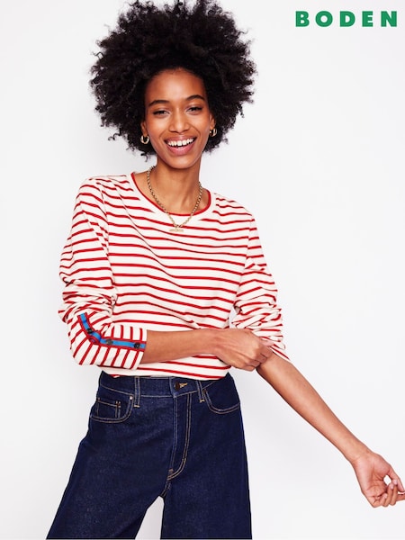 Boden Button Cuff Breton 100% Cotton Top (F52890) | 249 LEI