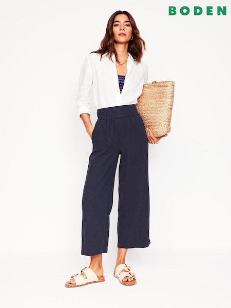 Boden Blue Light Cropped Double Cloth 100% Cotton Trousers (F52900) | 3,965 UAH