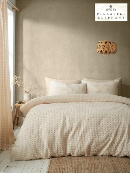 Pineapple Elephant Natural Muscat Waffle Duvet Cover Set (F52919) | €40 - €73