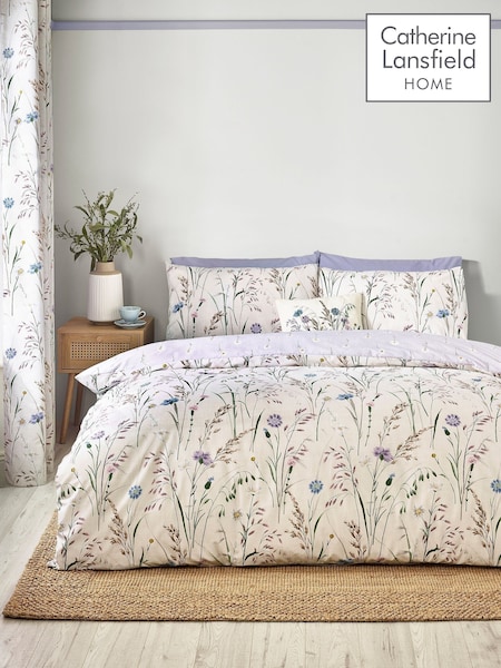Catherine Lansfield Purple Grasmere Floral Reversible Duvet Cover Set (F52928) | ₪85 - ₪176