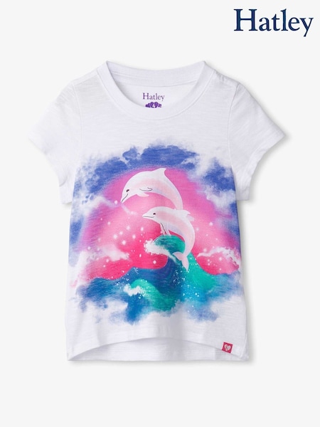 Hatley 100% Cotton Opulent Dolphins Graphic White T-Shirt (F52981) | 28 €