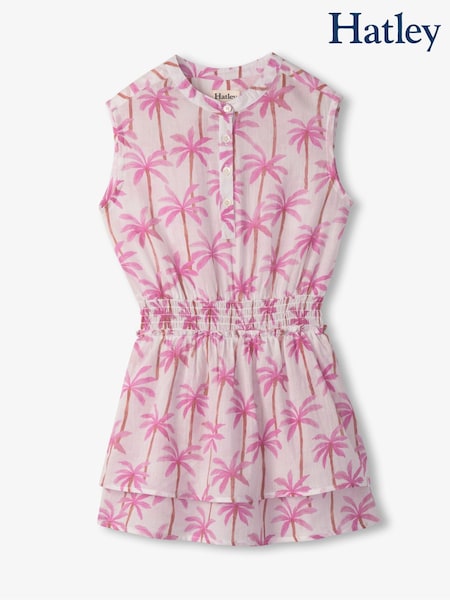 Hatley 100% Cotton Painted Palms Woven Play White Dress (F52989) | €60