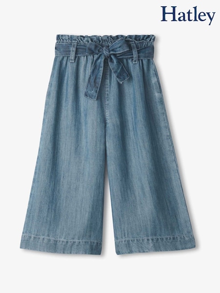 Hatley Blue Smokey Wash Cropped Paperbag Trousers (F52994) | 253 LEI
