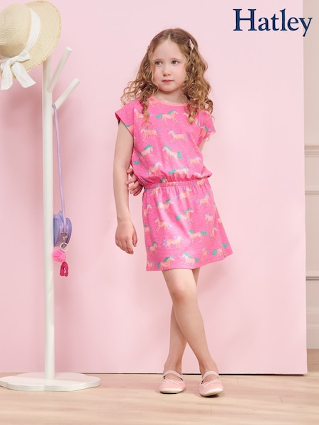 Hatley Pink Summer 100% Cotton Horses Relaxed Dress (F53006) | €32