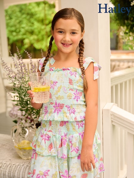 Hatley Green Distressed Floral Smocked Angel Dress (F53017) | $102