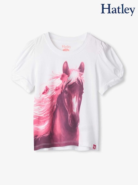 Hatley Soft Horse Twisted Sleeve White T-Shirt (F53019) | 28 €