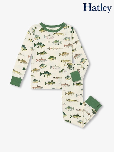 Hatley Cream Real Fish Stretch Cotton Pyjamas Set (F53030) | R$ 255