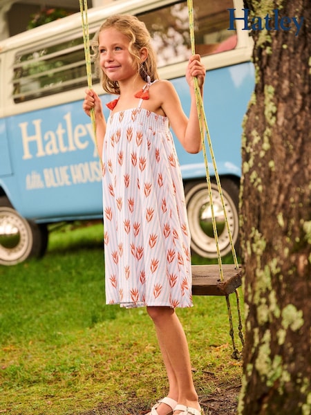Hatley Crinkle Gauze Ticking Full White Dress (F53032) | €49