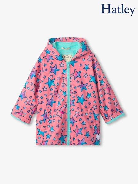 Hatley Pink Watercolour Doodles Zip Up Rain Jacket (F53034) | ‏233 د.إ.‏