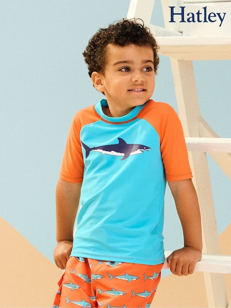 Hatley Blue Shark Short Sleeve Rash Vest (F53041) | ‏111‏₪