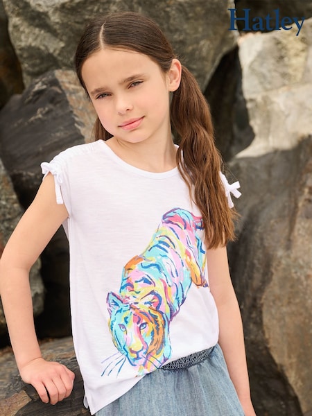 Hatley Tiger Cinched Shoulder White Top (F53043) | €31