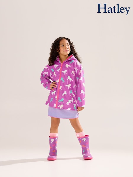 Hatley Purple Leaping Horses Zip Up Rain Jacket (F53054) | ‏233 د.إ.‏