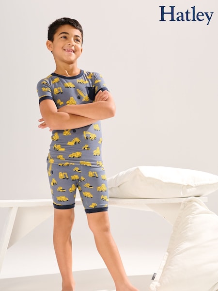 Hatley Grey Under Construction Bamboo Short Pyjamas Set (F53056) | R$ 235