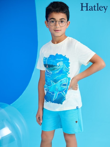 Hatley Blue Beware of Shark T-Shirt and Shorts Set (F53069) | R$ 315