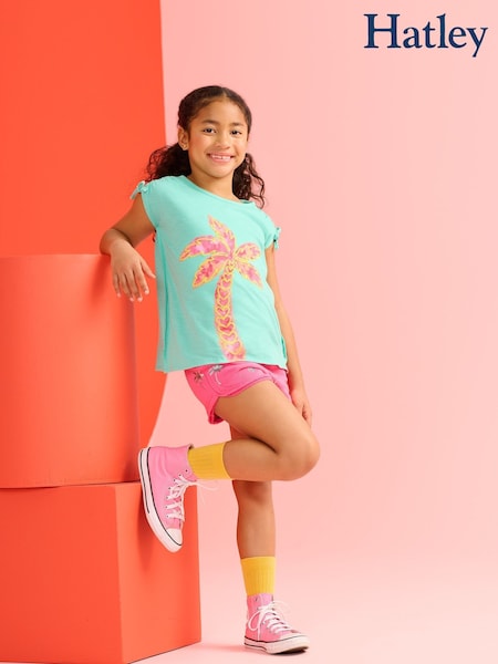 Hatley Pink Palm 100% Cotton T-Shirt and Shorts Set (F53071) | €55