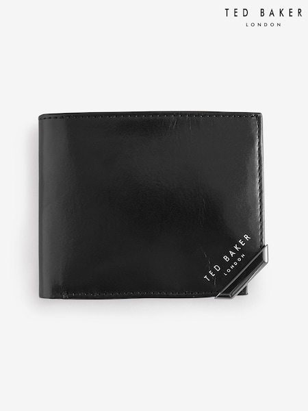 Ted Baker Black Kornerr Metal Corner Bifold Coin Wallet (F53102) | 323 QAR