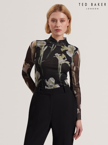 Ted Baker Black Fiaahh-High Neck Mesh Printed Top (F53115) | 3,545 UAH