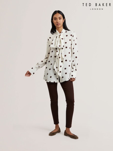 Ted Baker White Alizaa-Scarf Detail Long Sleeve Blouse (F53116) | ₪749