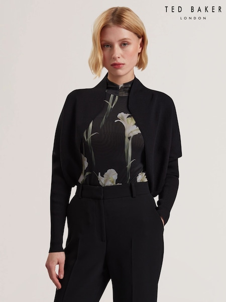 Ted Baker Black Erhan Sculptured Ribbed Knit Cardigan (F53117) | €164