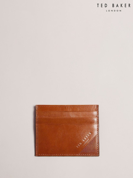 Ted Baker Brown Raffle Embossed Corner Leather Card Holder (F53125) | 162 QAR