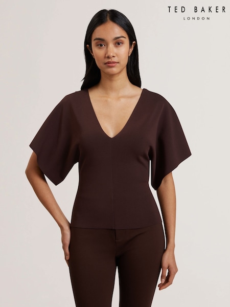 Ted Baker Brown Reginah V-Neck Knitted Top (F53133) | 5,948 UAH