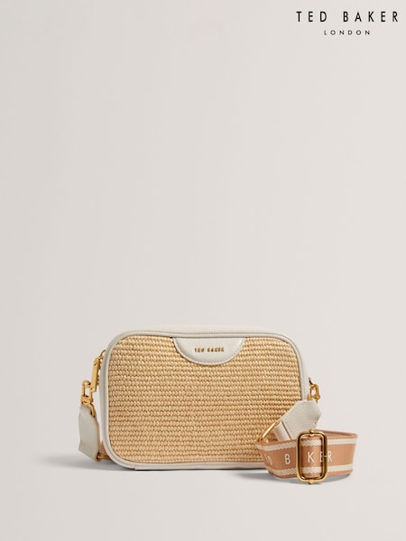 Valkoinen - Ted Baker Bardas Webbing Faux Raffia Camera Cross-Body Bag (F53140) | €203
