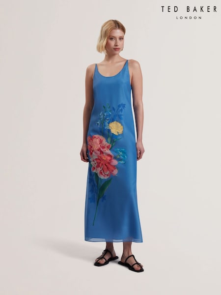 Ted Baker Blue Fayda-Organza Scoop Neck Midi Dress (F53142) | €285