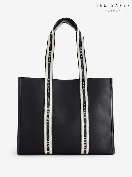 Ted Baker Black Georjey Branded Webbing Canvas Tote Bag (F53153) | €171