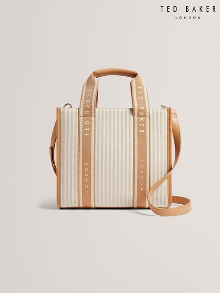 Ted Baker Brown Harllee-Striped Canvas Small Webbing Bag (F53164) | ₪598