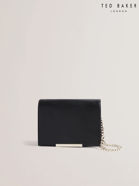Ted Baker Black Rousen Bar Detail Leather Crossbody Bag (F53190) | 641 QAR