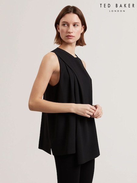 Ted Baker Black Icana Drape Detail Sleeveless Top (F53200) | €171