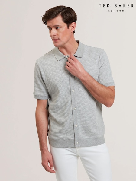 Ted Baker Grey Connyr Short Sleeve Regular Button Through Polo Shirt (F53202) | €86