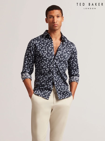 Ted Baker Slim Nicko Long Sleeve Ditsy Floral Print Shirt (F53203) | 139 €