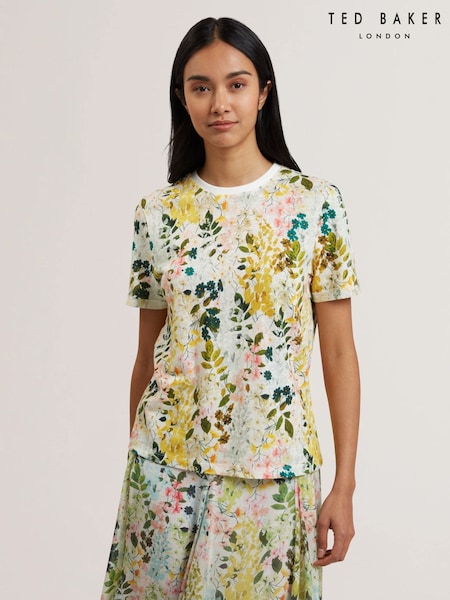 Ted Baker White Nellya Blend Printed Boxy T-Shirt (F53210) | €115