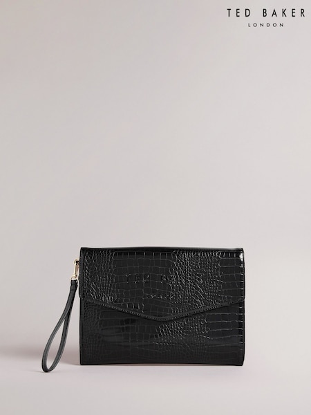 Ted Baker Black Crocey Croc Effect Envelope Pouch (F53224) | 243 QAR