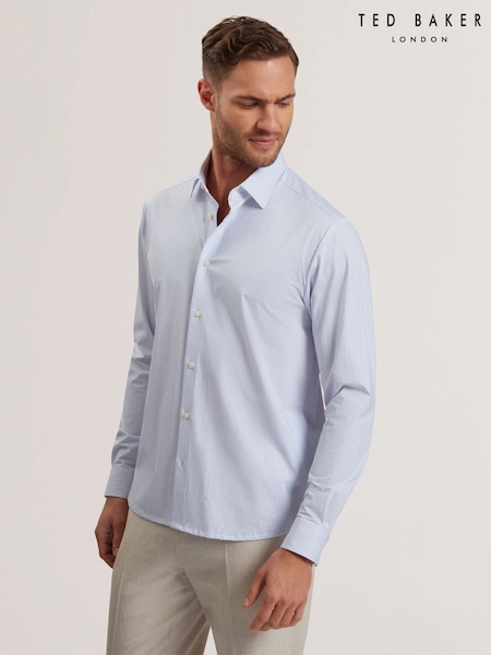 Blau - Ted Baker Regular Wavey Long Sleeve Geo Print Shirt (F53231) | 139 €
