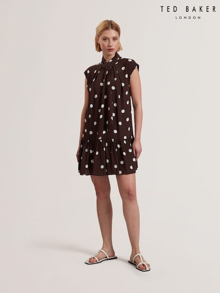 Коричневый - Ted Baker Jutuva-Scarf Detail Sleeveless Mini Dress (F53256) | €211
