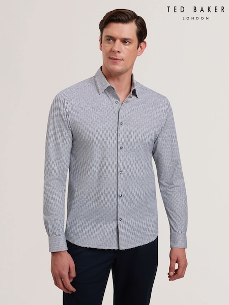Черный - Ted Baker Regular Wavey Long Sleeve Geo Print Shirt (F53268) | €118