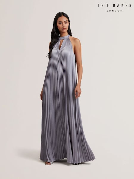 Пурпурный - Ted Baker Akala Pleated V-Neck Maxi Dress (F53286) | €343