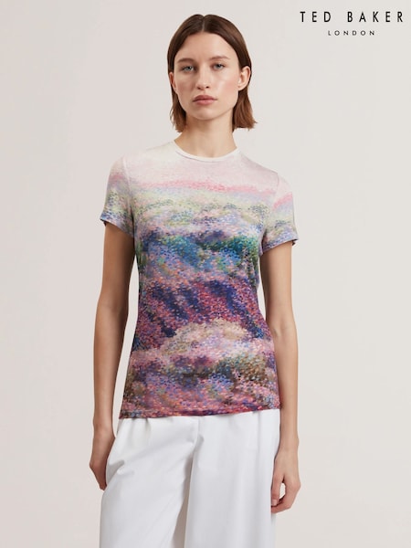 Ted Baker Pink Kaytte Printed Fitted T-Shirt (F53294) | €70