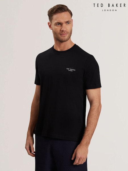 Ted Baker Black Tebars-SS Branded Script 100% Cotton T-Shirt (F53296) | €73