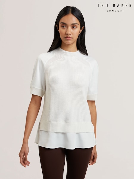 Valkoinen - Ted Baker Onzaa Raglan-detaljillinen T-paita (F53318) | €203