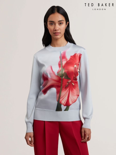 Ted Baker Eloaa-Woven Front Printed Sweater (F53319) | 886 LEI