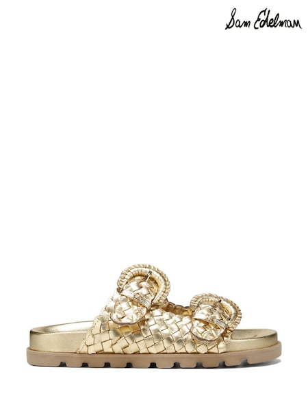 Sam Edelman Regular Fit Tiffanie Gold Slider Sandals (F53433) | $218