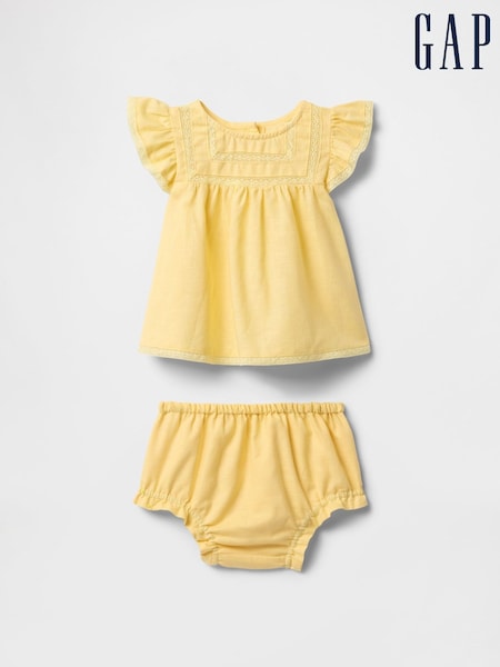 Gap Yellow Linen-Cotton Ruffle Outfit Set (Newborn-24mths) (F53465) | kr428