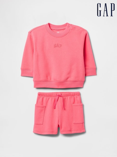 Gap Pink Vintage Soft Logo Sweat Shorts Set (Newborn-24mths) (F53466) | €35