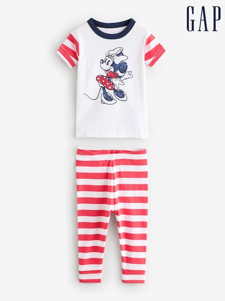 Gap Red Minnie Mouse Disney Cotton Short Sleeve Striped Pyjamas (6mths-5yrs) (F53478) | €33