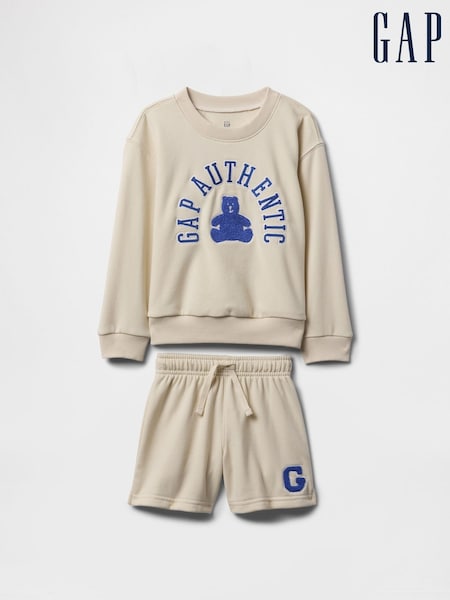 Gap Beige Vintage Logo Sweatshirt and Shorts Set (6mths-5yrs) (F53482) | €52