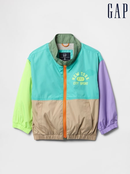 multi/Verde - Jachetă de vânt Gap NYC cu siglă și Imprimeuri colorate (6luni-5ani) (F53487) | 223 LEI